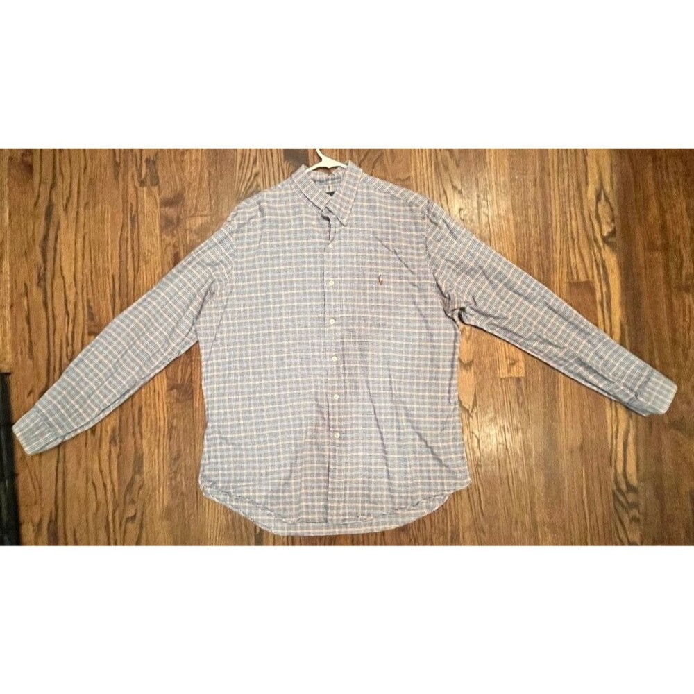 Polo Ralph Lauren Shirt Mens Size XL Blue Plaid Long Sleeve Button Down